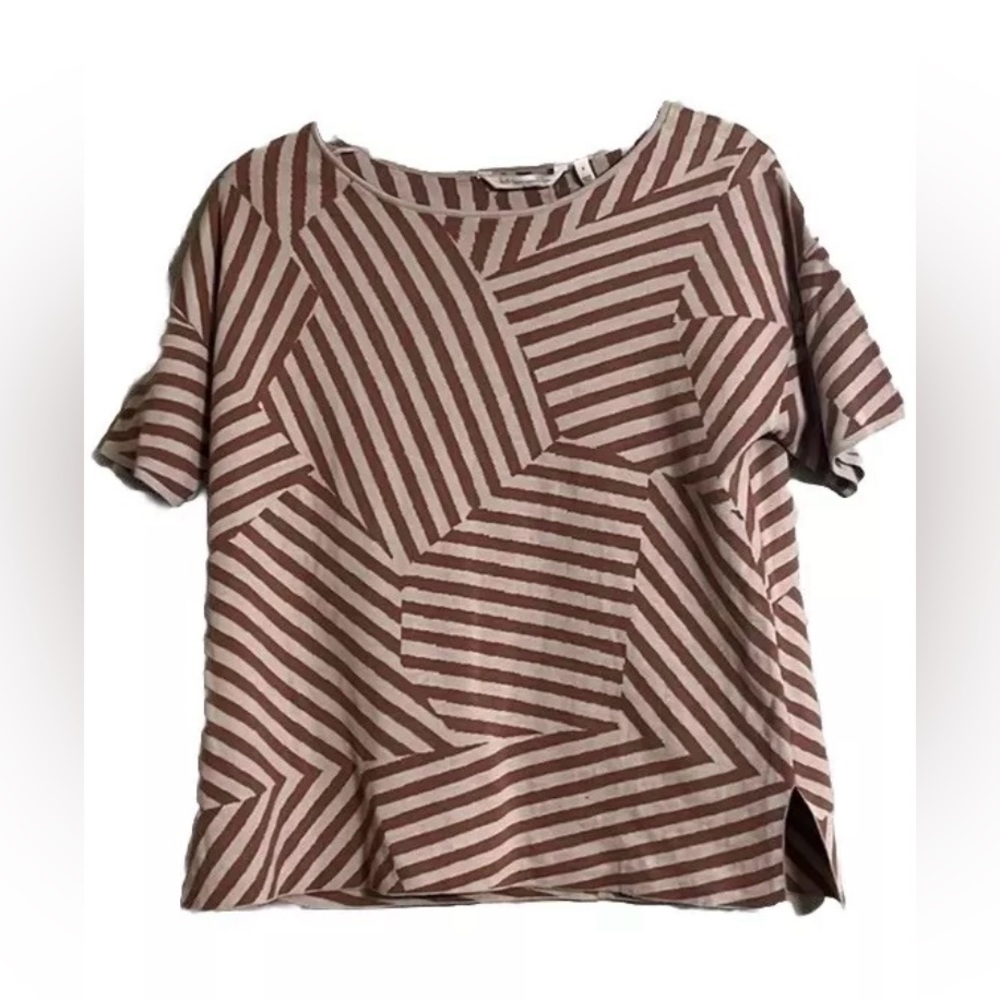 Soft Surroundings Short Sleeves Stripe Sweater with Side Slits Sz S